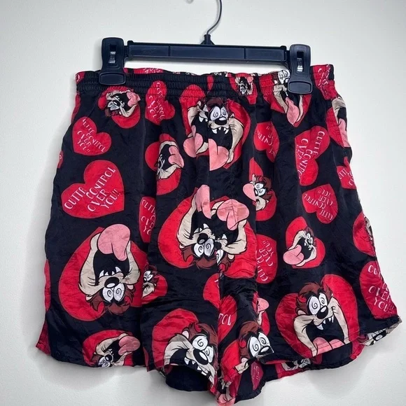 Vintage Disney Silk Boxer Shorts Tasmanian Devil Print Hearts Valentines XL - Picture 3 of 11